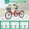 MOONCOOL Adult Tricycles with Rear Basket & Inflator, 24 26 in 7 Speed 3 Wheel Bikes, Three - Wheeled Bicycles Adult Trike with Backrest for Seniors, Women, Men