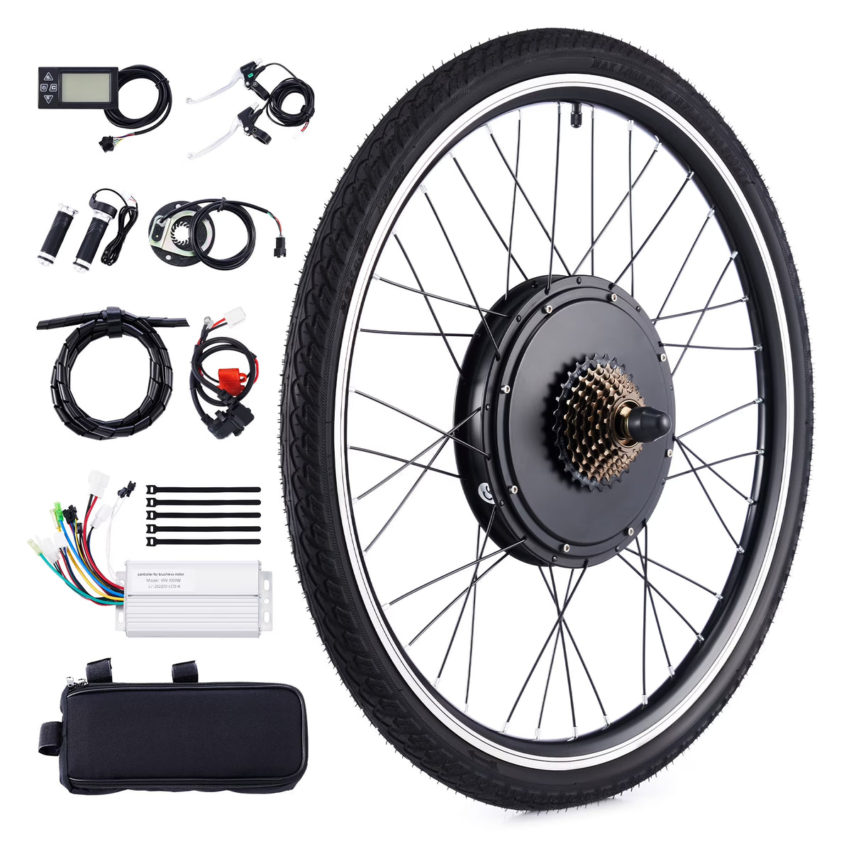 Viribus Electric Bike Conversion Kit 26" Rear Wheel 1000W Hub Motor LCD Ebike DIY Set