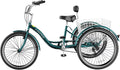 MOONCOOL Adult Tricycles with Rear Basket & Inflator, 24 26 in 7 Speed 3 Wheel Bikes, Three - Wheeled Bicycles Adult Trike with Backrest for Seniors, Women, Men