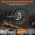 2400W Ridingtimes GT73 2400W 48V Electric Motorbike 18.2ah*2 Electric BIKE UL2849 with 25" Tires Digital Screen Carbon Steel, BLACK