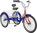 MOONCOOL Adult Tricycles with Rear Basket & Inflator, 24 26 in 7 Speed 3 Wheel Bikes, Three - Wheeled Bicycles Adult Trike with Backrest for Seniors, Women, Men