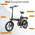 16" Folding Electric Bike with 500W Brushless Motor, 20 MPH, 37-Mile Range, Removable Battery & Dual Disc Brakes, Mini E-Bike for City Commuting