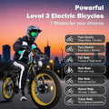 5000w Peak Dual Motor Electric Bike, 26" Fat Tire Shimano 21 Speed 45 MPH Commuter Mtb, 60V 25AH Front Suspension Ebike