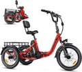 Addmotor Folding Electric Trike, 90MI Electric Tricycle for Adults, 750W 48V 20ah, CITYTRI 3 Wheel Electric Bikes, Step - Thru Etrike with Rear Speed Differential & Parking Brake, E - 310 Plus Red