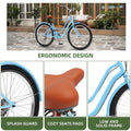 Uforic24'' Beach Cruiser Bike, 7 - Speed, Step - Through Bicycle for Men & Women, Steel Frame, Mint Green