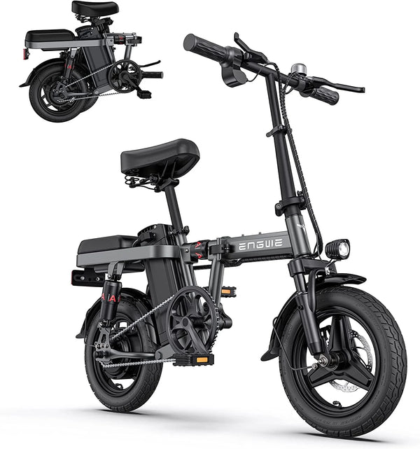 Engwe T14 Folding Electric Bikes for Adults, 350W Mini Ebike 48V10AH Removable Battery, Urban City Commuter Electric Bicycles - Grey