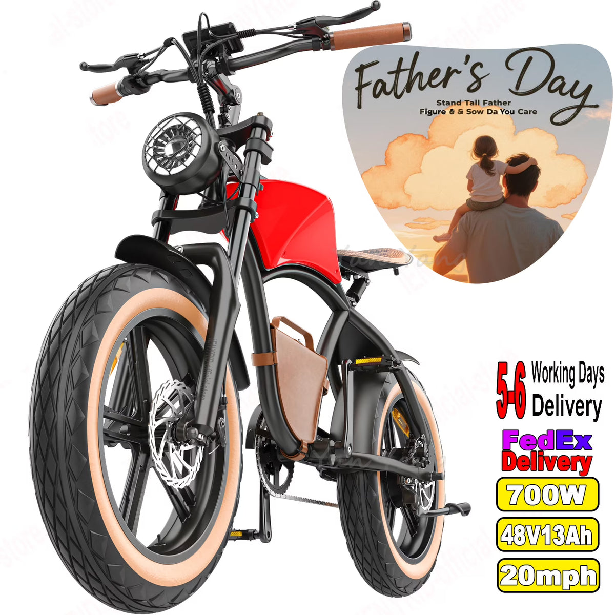 Hidoes B10 Electric Mountain Bike for Men/Woman 1000W Adult Electric Bicycle 20" Fat Tire Off Road E - Bike with Removable Battery up to 28 Mph, Free Shipping, Red