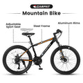 26 in Mountain Bike for Men, Adult Mountain Bike with Shimano 21 Speed & Disc Brakes, Black Orange