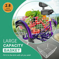 MOONCOOL Adult Tricycles with Rear Basket & Inflator, 24 26 in 7 Speed 3 Wheel Bikes, Three - Wheeled Bicycles Adult Trike with Backrest for Seniors, Women, Men