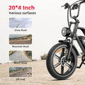 AMYET G60 Peak 1500W Electric Bike, 20" Fat Tire E - Mountain Bikes, 48V 20ah 32MPH Ebike for Adults Full Suspension UL2849