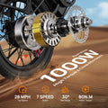URLIFE 20" Electric Bike for Adults, 1000W Peak Motor, 48V 13AH Remobavle Battery, 7 - Speed Mountain Ebike, UL2849 - Black