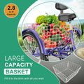 MOONCOOL Adult Tricycles with Rear Basket & Inflator, 24 26 in 7 Speed 3 Wheel Bikes, Three - Wheeled Bicycles Adult Trike with Backrest for Seniors, Women, Men