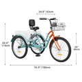 Dextrus 24 in 3 - Wheel Bike, Single Speed Adult Trike, Low Step - Through Cruiser with Front & Rear Baskets, Large Adjustable Seat with Backrest for Seniors, Men, and Women (Purple)