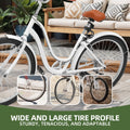 Uforic24'' Beach Cruiser Bike, 7 - Speed, Step - Through Bicycle for Men & Women, Steel Frame, Mint Green