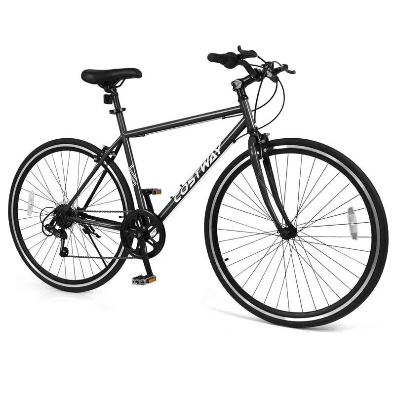 26" Mountain Bike 6-Speed Drivetrain Cycling Bicycle with Dual C-Brakes, Adjustable Seat & All-Terrain Tires, MTB City Bike for Men Women Teens