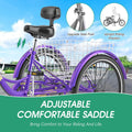 MOONCOOL Adult Tricycles with Rear Basket & Inflator, 24 26 in 7 Speed 3 Wheel Bikes, Three - Wheeled Bicycles Adult Trike with Backrest for Seniors, Women, Men