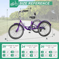 MOONCOOL Adult Tricycles with Rear Basket & Inflator, 24 26 in 7 Speed 3 Wheel Bikes, Three - Wheeled Bicycles Adult Trike with Backrest for Seniors, Women, Men