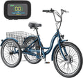 Mooncool 24" 26" 3 Wheel Electric Tricycle for Adults, 350W 36V 7 Speeds Motorized Electric Trike Three Wheel Electric Bikes Bicycle with Large Basket for Women Men