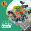 MOONCOOL Adult Tricycles with Rear Basket & Inflator, 24 26 in 7 Speed 3 Wheel Bikes, Three - Wheeled Bicycles Adult Trike with Backrest for Seniors, Women, Men