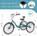 MOONCOOL Adult Tricycles with Rear Basket & Inflator, 24 26 in 7 Speed 3 Wheel Bikes, Three - Wheeled Bicycles Adult Trike with Backrest for Seniors, Women, Men