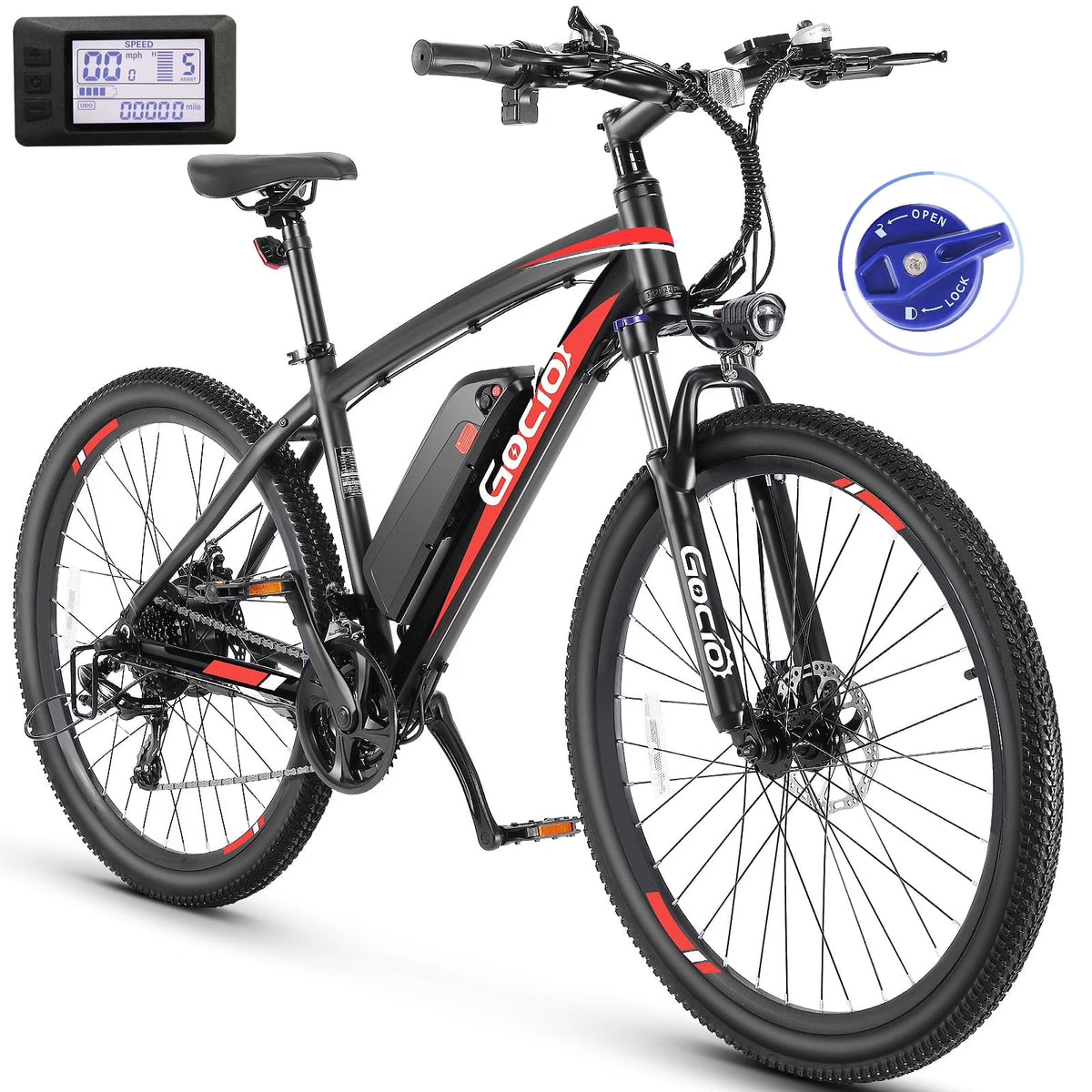 Gocio 27.5" Electric Bike, Peak 750W Electric Bike for Adults, 22mph Electric Mountain Bicycles, 48V 10.4ah Battery Ebike UL 2849, Aluminum Alloy, Lockable Suspension Fork, Shimano 21 Speed