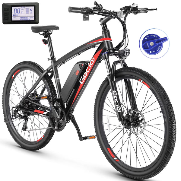 Gocio 27.5" Electric Bike, Peak 750W Electric Bike for Adults, 22mph Electric Mountain Bicycles, 48V 10.4ah Battery Ebike UL 2849, Aluminum Alloy, Lockable Suspension Fork, Shimano 21 Speed