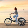 MOONCOOL Adult Tricycles with Rear Basket & Inflator, 24 26 in 7 Speed 3 Wheel Bikes, Three - Wheeled Bicycles Adult Trike with Backrest for Seniors, Women, Men