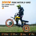 Luckeep M5 Electric Bike for Adults/Teen, 1500W Peak Motor, Max 32MPH, 48V 15AH Battery, Max 60 Miles Electric Motorcycle for Mountains, 20" Fat Tire Electric Dirt Bike, Sand, Road, Full Suspension