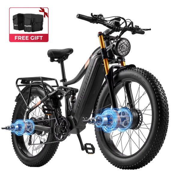 Dual Motors AWD 2000W Electric Bike for Adult 26'', UL2849 48V 30AH Removable Battery E - Mountain Bike 4.0 Fat Tire up to 35MPH&120miles Long Range Off - Road Ebike Beach Dual Hydraulic&Brakes E - Bicycle