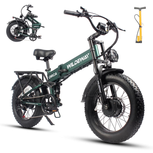 Folding AWD Dual Motor Electric Bike for Adults 20*4.0'' 2300w UL2849 48v 20ah, 7 Speeds, Fat Tire Ebike up to 28MPH Off Road E - Mountain Bike Dual Hydraulic Disc Brakes&Suspension Electric Bicycles