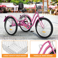 Dextrus 24 in 3 - Wheel Bike, Single Speed Adult Trike, Low Step - Through Cruiser with Front & Rear Baskets, Large Adjustable Seat with Backrest for Seniors, Men, and Women (Purple)