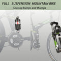 Eurobike 27.5" Full Suspension Folding Mountain Bike Foldable Frame Bicycle Disc Brakes Men or Women Bikes for Afults Green