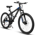 26 in Mountain Bike - 21 - Speed with Disc Brakes, Durable Frame, Front & Rear Dual - Shock Absorption, Unisex for Commuting, Travel, School & All - Terrain Cycling