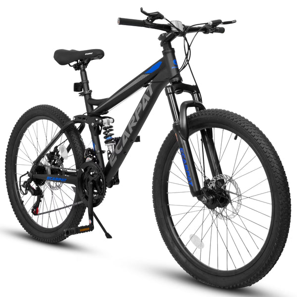 26 in Mountain Bike - 21 - Speed with Disc Brakes, Durable Frame, Front & Rear Dual - Shock Absorption, Unisex for Commuting, Travel, School & All - Terrain Cycling